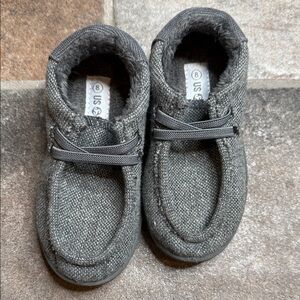Cozy Gray Kids Slip-On Moccasin Slippers